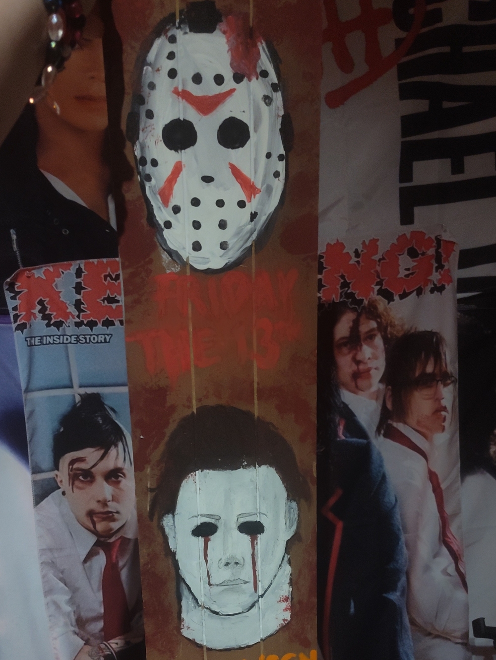 Hand-Painted Horror Skate Deck with Jason Voorhees and Michael Myers Faces